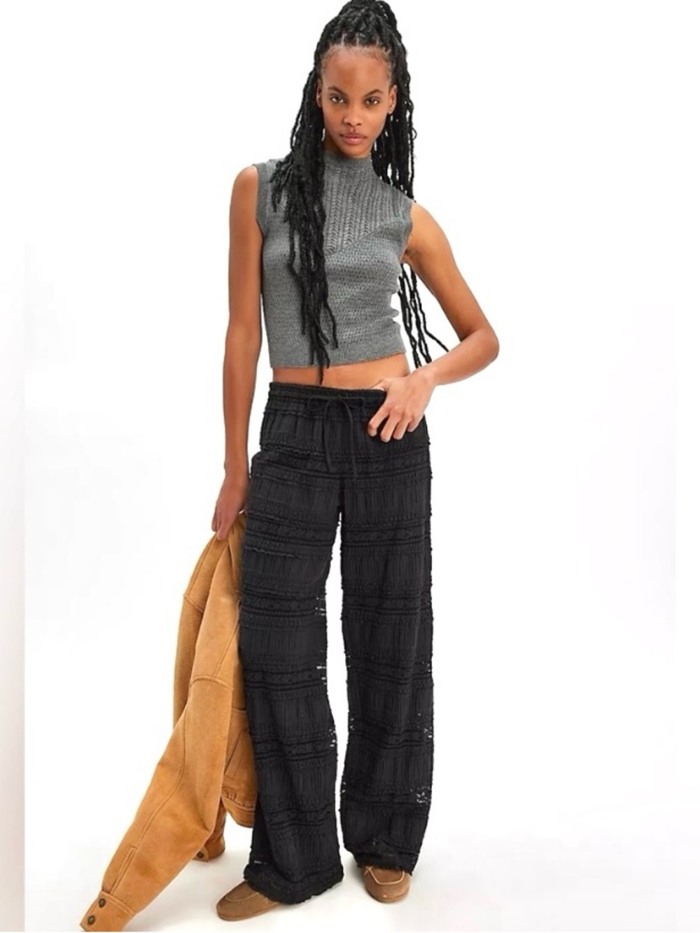 FREE PEOPLE Lace Pants NWT Black FP One Aiden - Picture 4 of 12